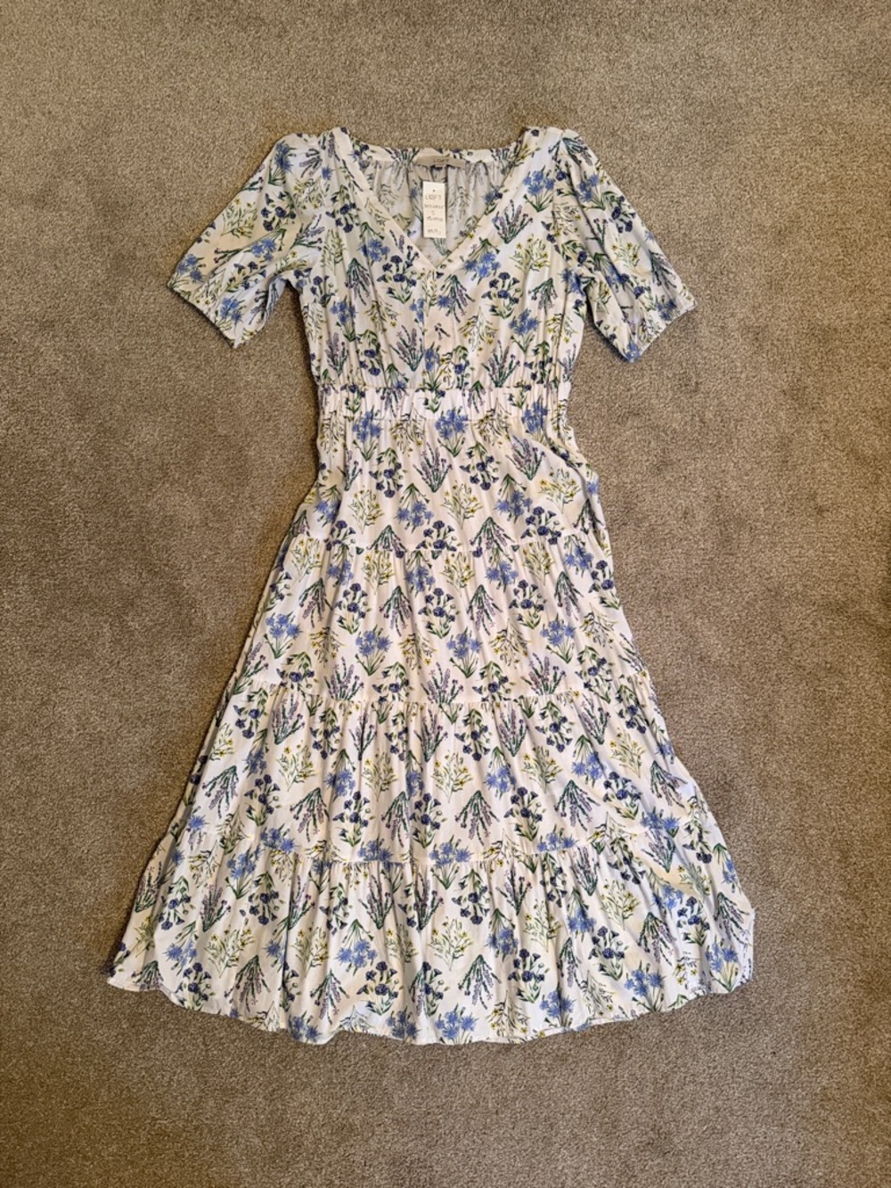 Loft Floral Tiered V-Neck Midi Dress